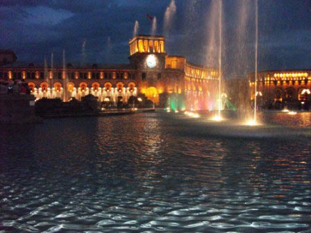 Platz der Republik Wasserspiele Platz der Republik, Yerevan, Armenien